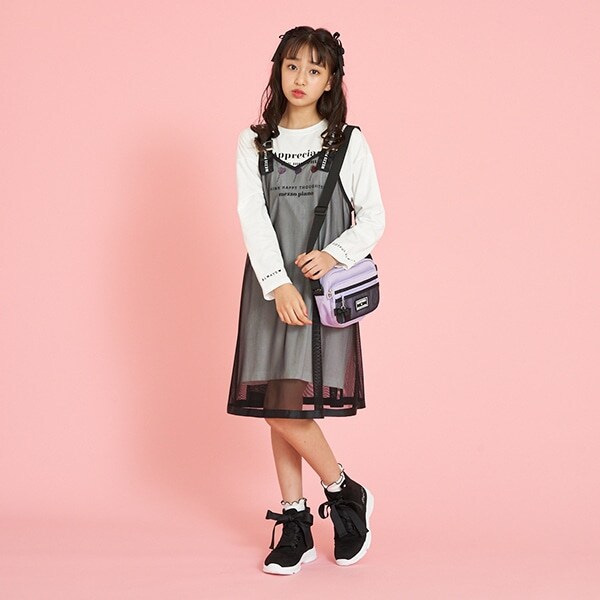 キャンディー刺しゅうTシャツワンピース×メッシュジャンスカセット