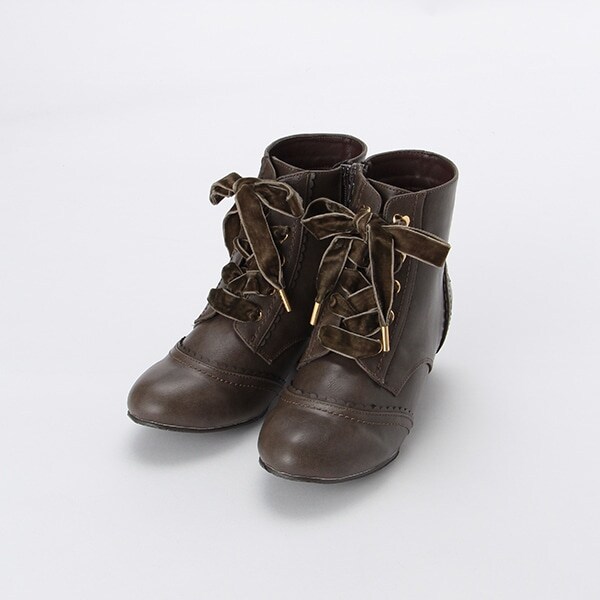 ベロアレースアップショートブーツ