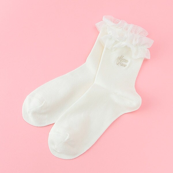 抗菌防臭 チュールフリルクルーソックス