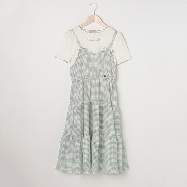 シアーギンガムワンピース＆Tシャツセット