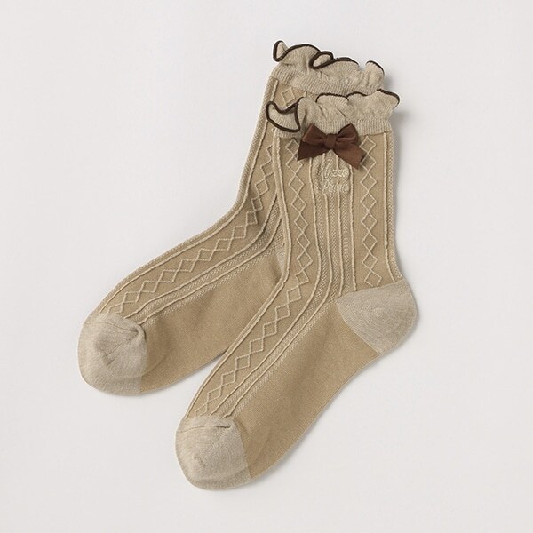 フリルリボンクルーソックス【日本製】