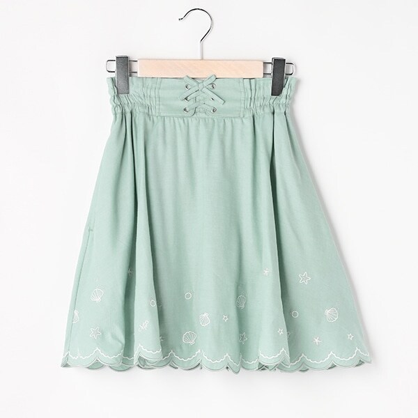 スカラップシェル刺しゅうスカパン