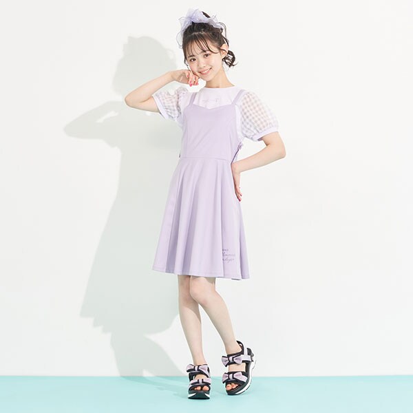 シアー袖Tシャツ＆キャミワンピセット