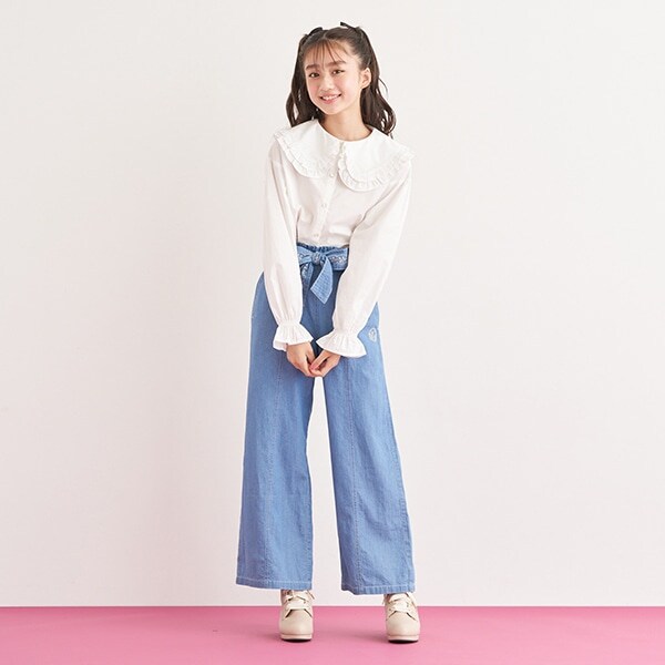 刺しゅう入りリボンワイドパンツ