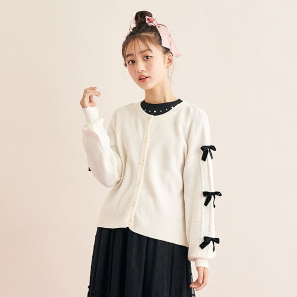 袖リボンカーディガン