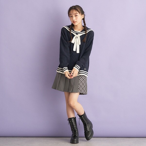 ハートバックルプリーツスカパン