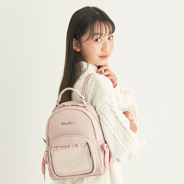 レースアップ合皮リュック