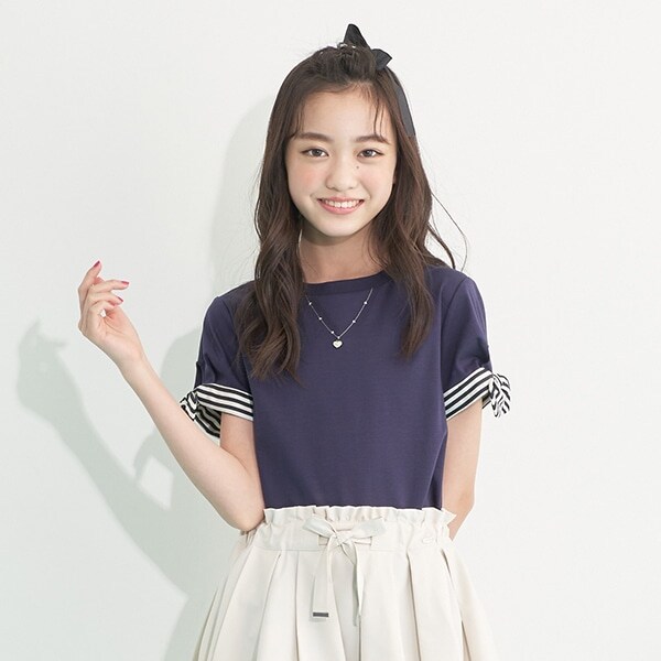 【抗菌・消臭】袖リボンマリンTシャツ