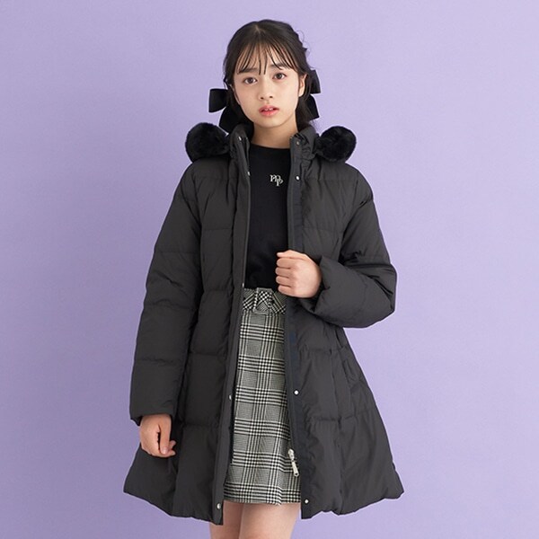 【撥水】ベルトつきリボンポケットロングダウンコート