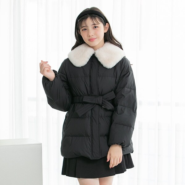 【撥水】リサイクルダウン フェイクファー衿付きコート
