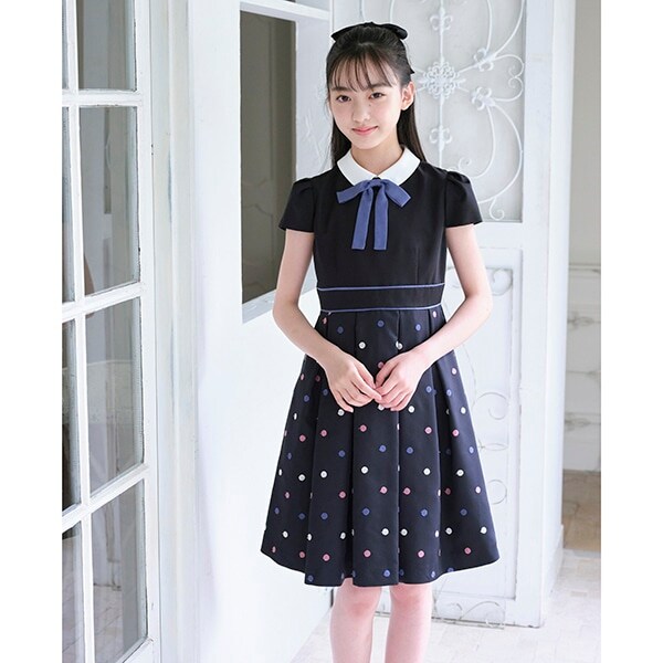 ドット刺しゅうワンピースドレス