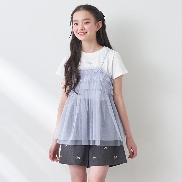 リボン刺しゅうショートパンツ