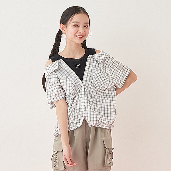 裾ドロストレイヤード半袖シャツ