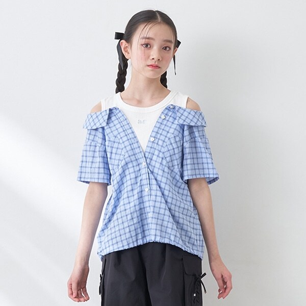 裾ドロストレイヤード半袖シャツ