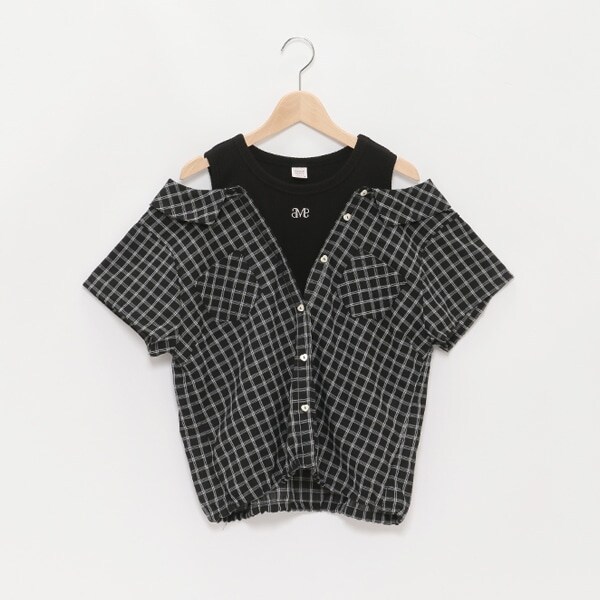 裾ドロストレイヤード半袖シャツ