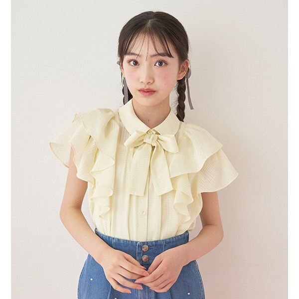 袖2WAYラッフルブラウス&キャミソールセット