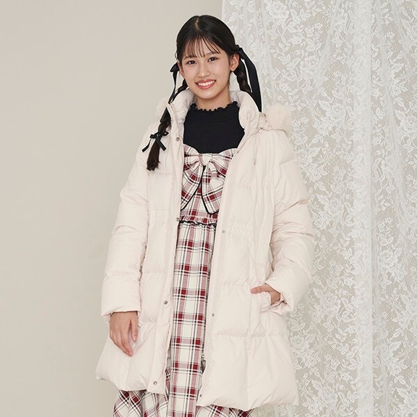 【撥水】ベルトつきリボンポケットロングダウン