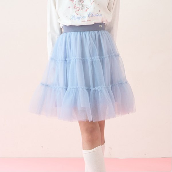 ふんわりフリルチュールスカート