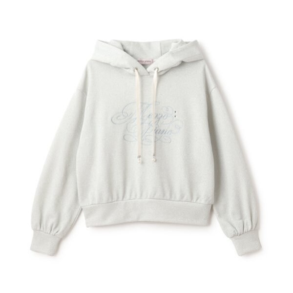 カリグラフィ刺しゅうラメ裏毛トレーナー