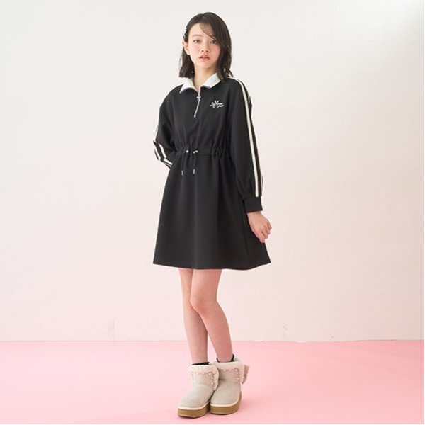 ハーフジップサイドラインワンピース