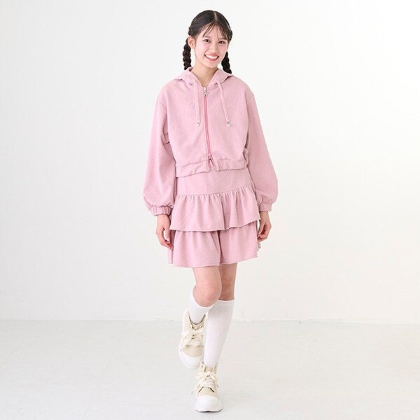 リボンジャカードZIPパーカ×スカパンセットアップ