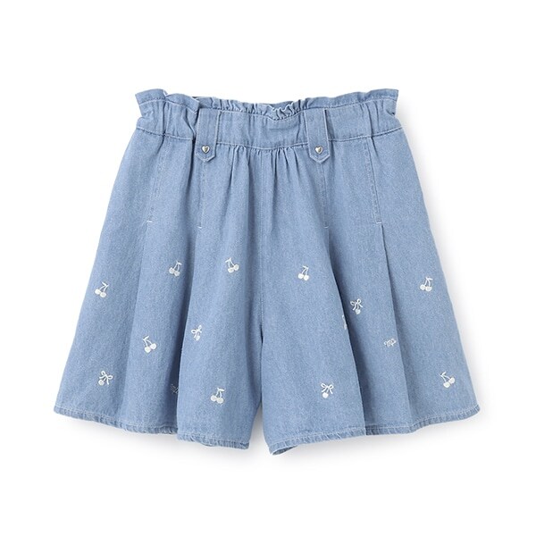 【機能素材】チェリー刺しゅうキュロット