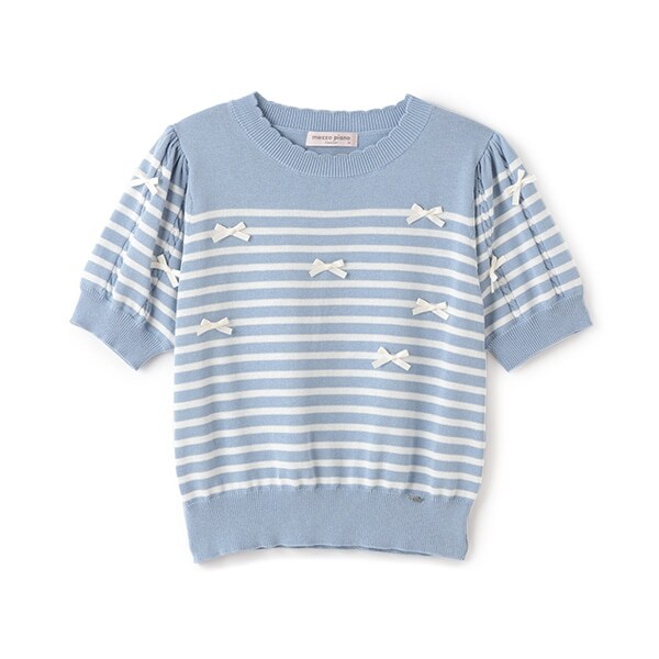 【ニコ☆プチ掲載】ボーダー＆リボンニット