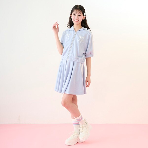 【ニコ☆プチ掲載】ラメミニ裏毛ジップパーカ＆フレアスカパンセットアップ