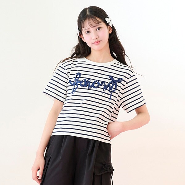 【ニコ☆プチ・Cuugal掲載】【接触冷感】リボンロゴTシャツ