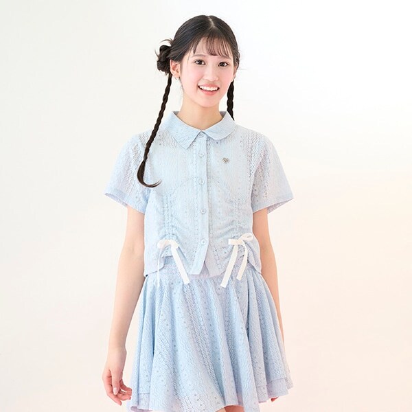 【ニコ☆プチ掲載】アソート素材クシュっとリボンシャツ＆キャミソールセット