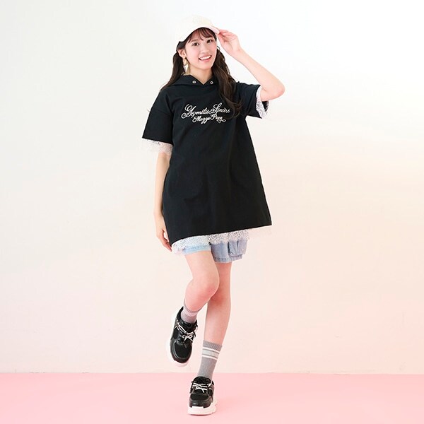 【ニコ☆プチ掲載】【接触冷感】レーストリミングパーカミニワンピース