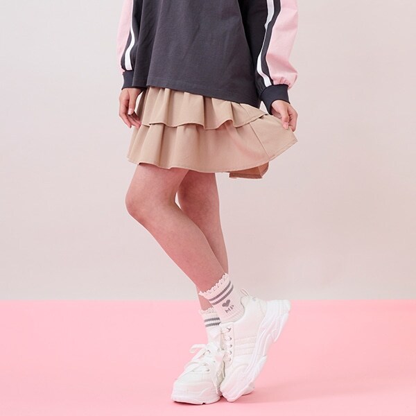 ハートバックルベルトつきティアードスカパン