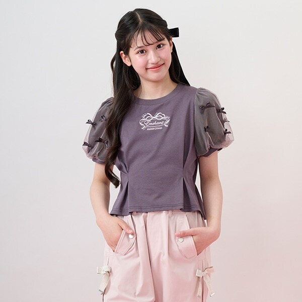 【接触冷感】袖異素材タックTシャツ