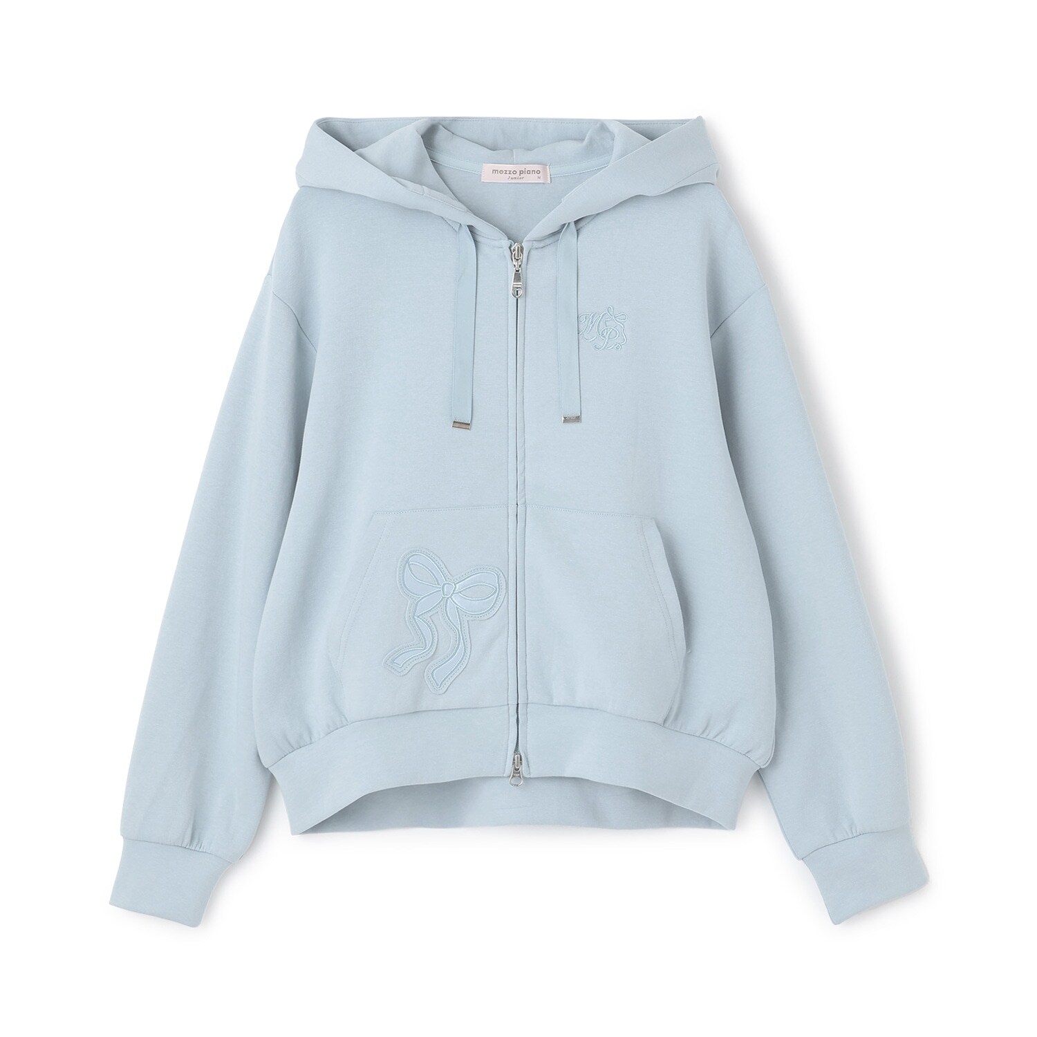 リボンアップリケWジップパーカ