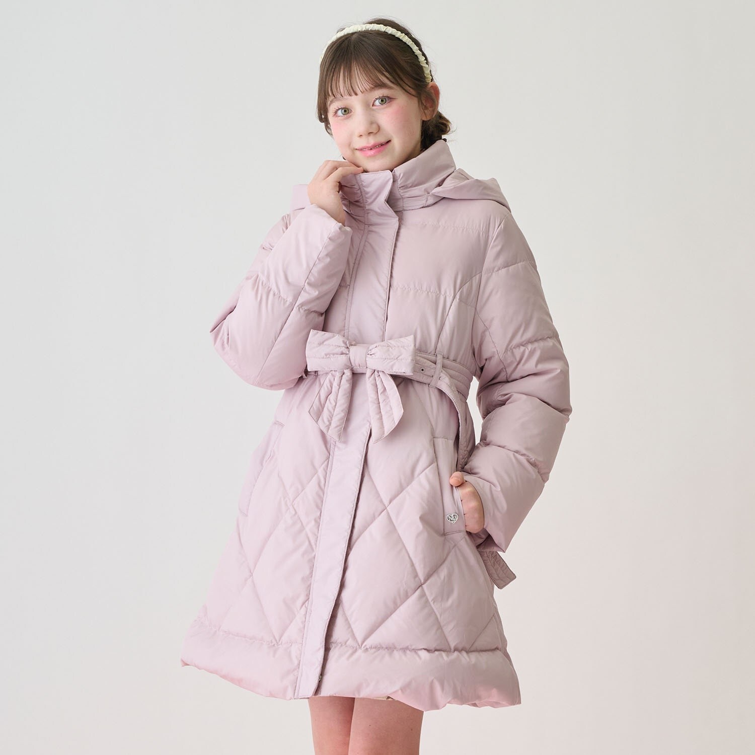 【撥水】リボンベルトつき美シルエットロングダウン