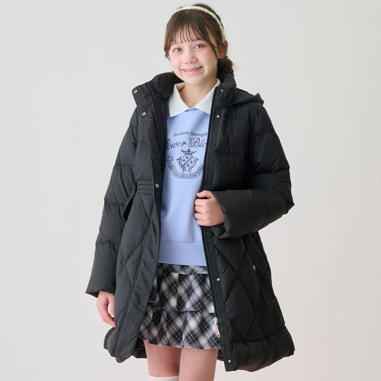 【撥水】リボンベルトつき美シルエットロングダウン