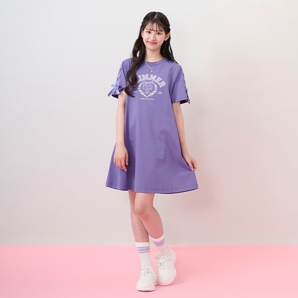 【接触冷感】リボンカレッジロゴTシャツワンピース