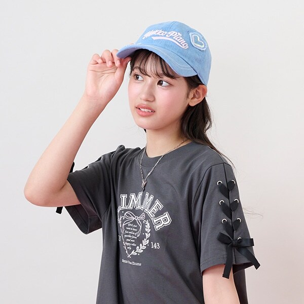 【UVカット/遮熱/冷感】ハートアップリケキャップ