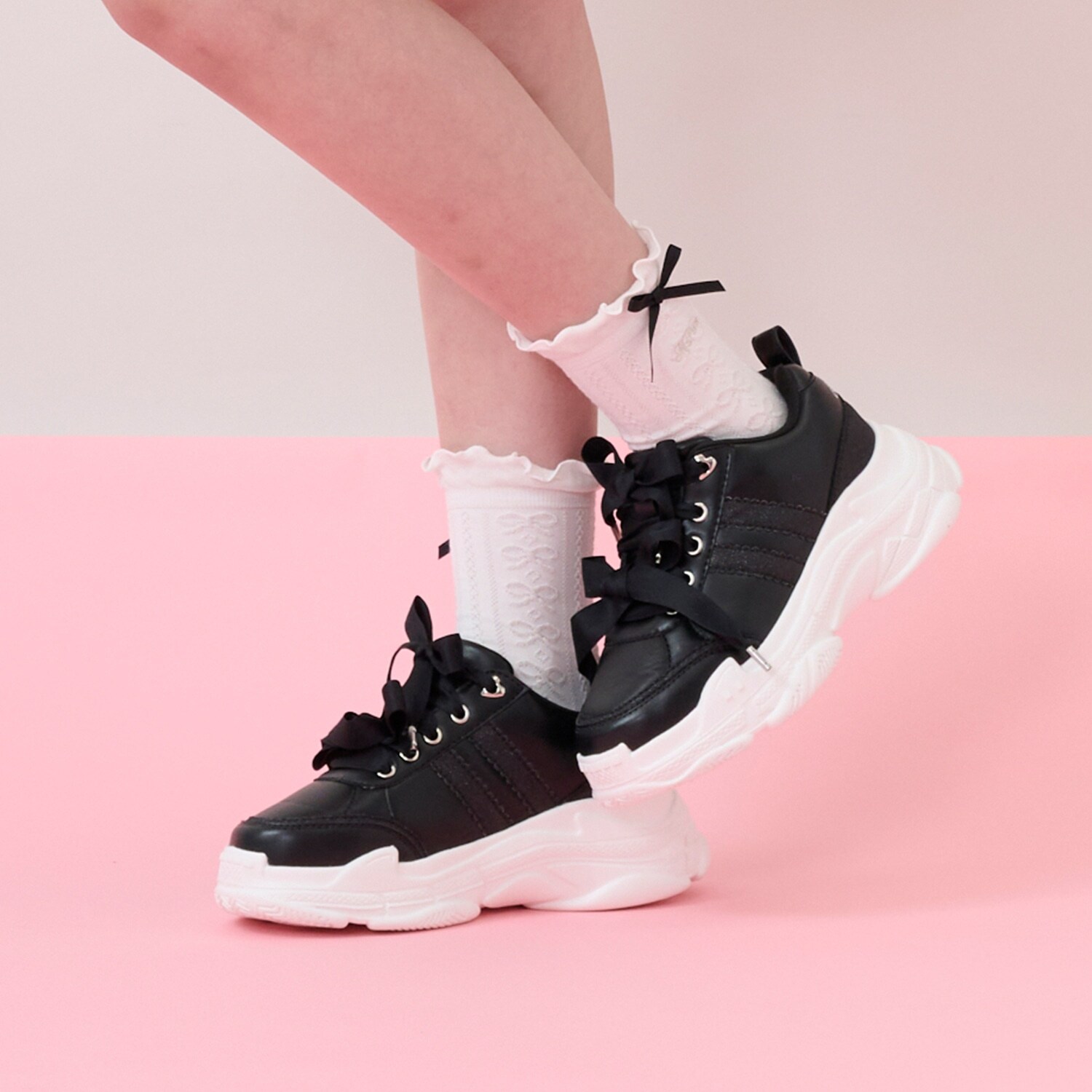 ダブルリボンダッドスニーカー