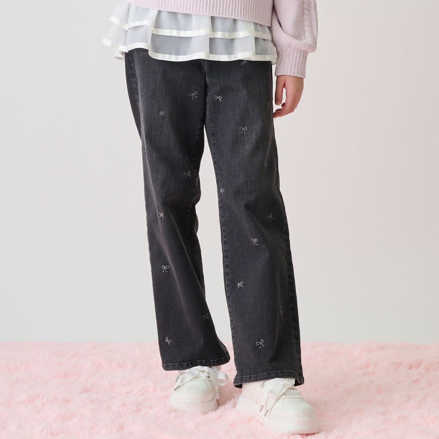 裏起毛美脚ストレートデニムパンツ（アソートデザイン）