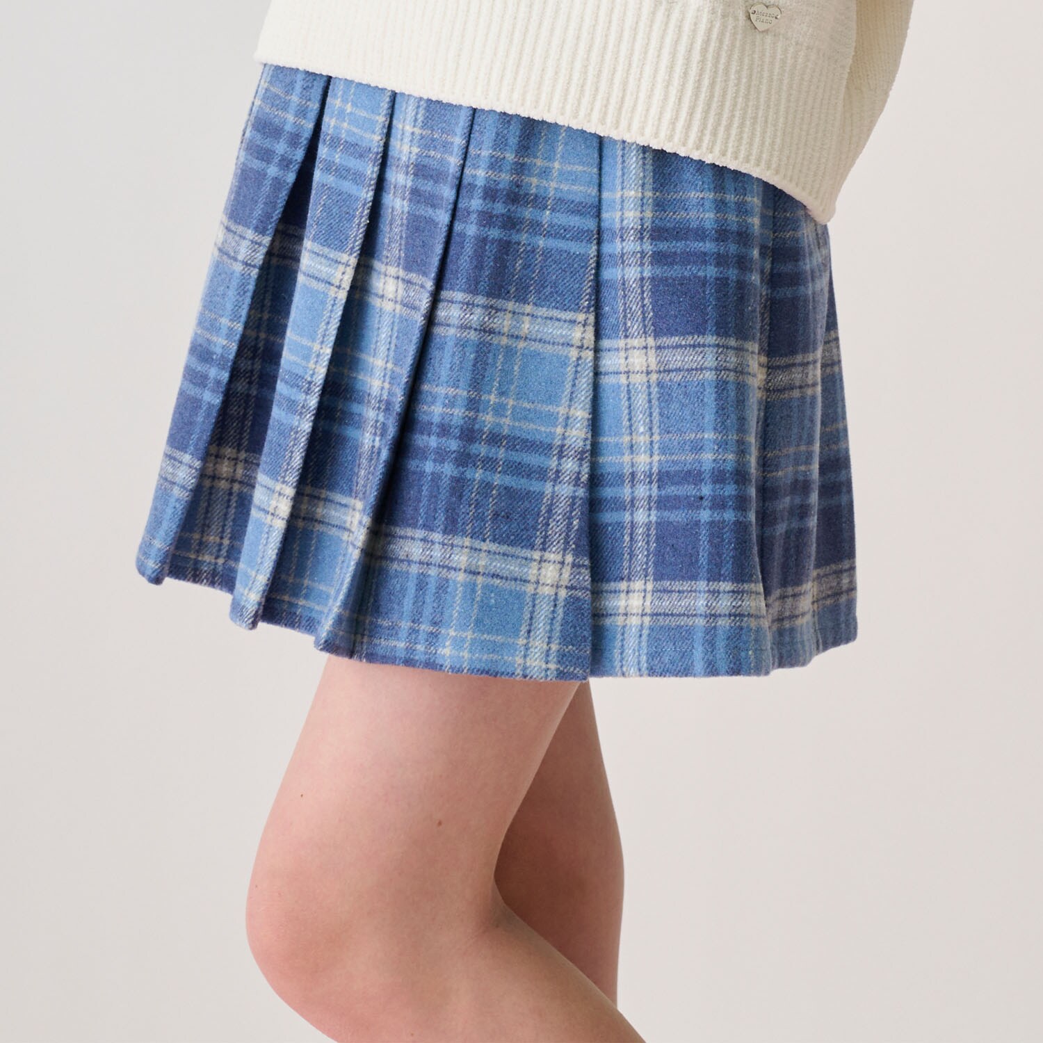 シャギーチェックラップ風プリーツスカート（スパッツつき）