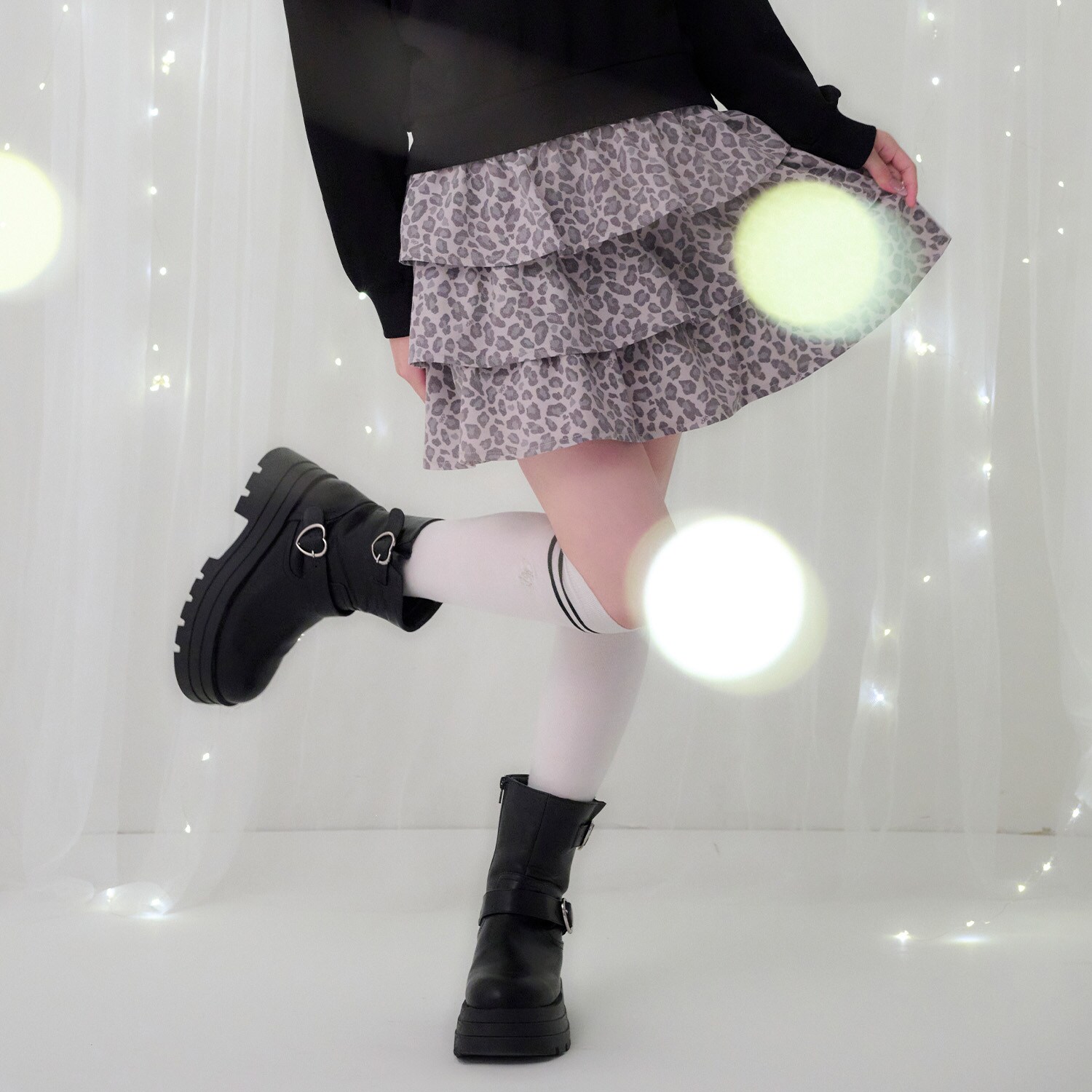 ハートバックルつきティアードスカパン