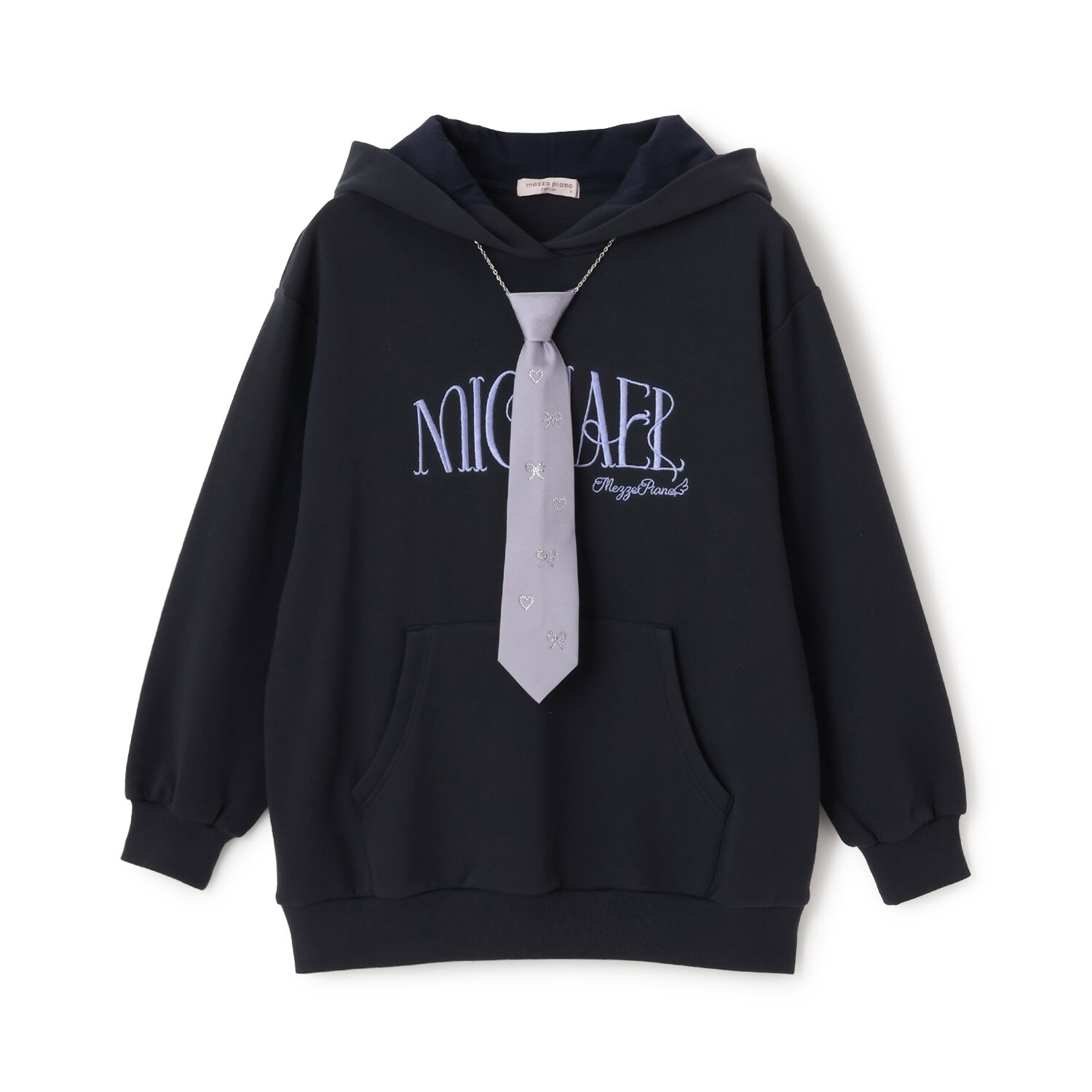 ビジューネクタイつきBIGパーカ