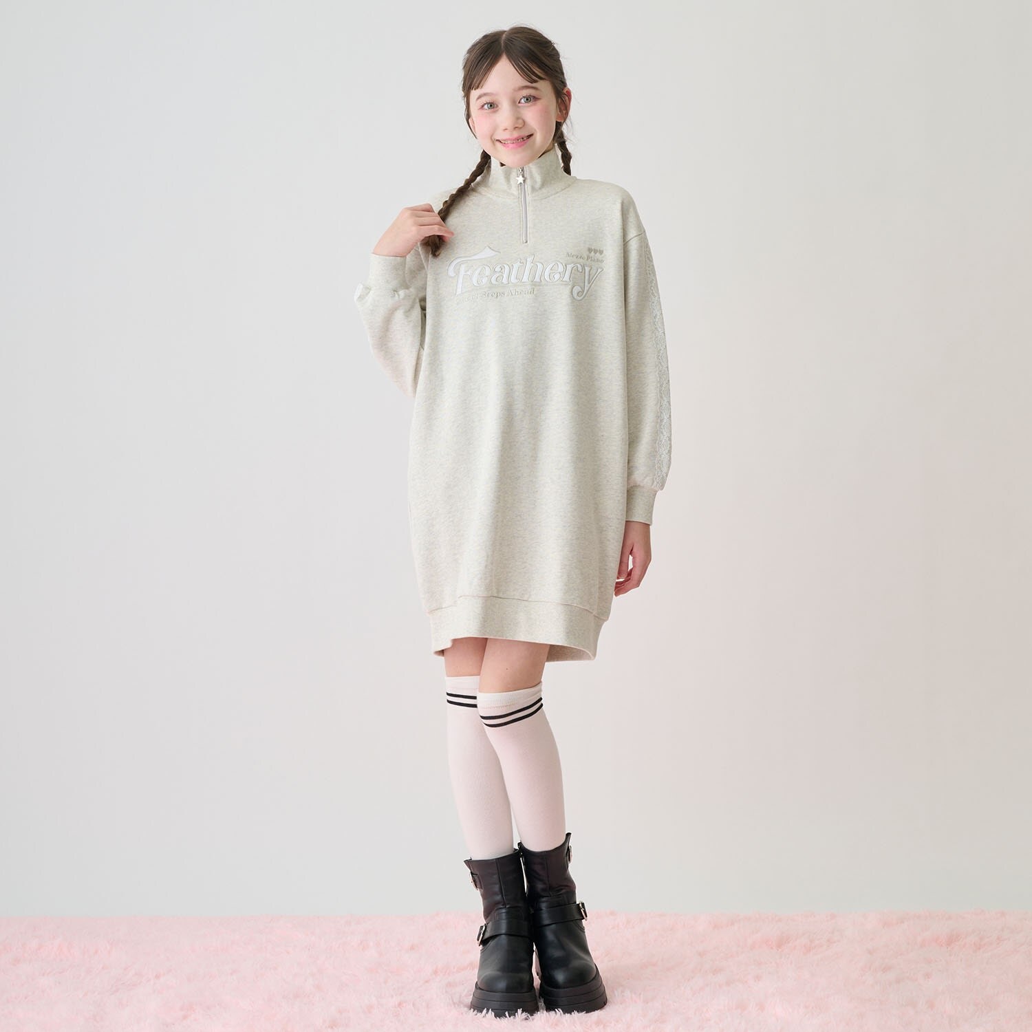 ハーフジップワンピース