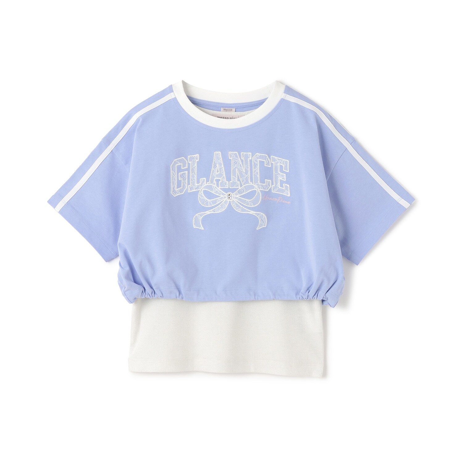 サイドラインレースアップリケTシャツ＆タンクトップセット