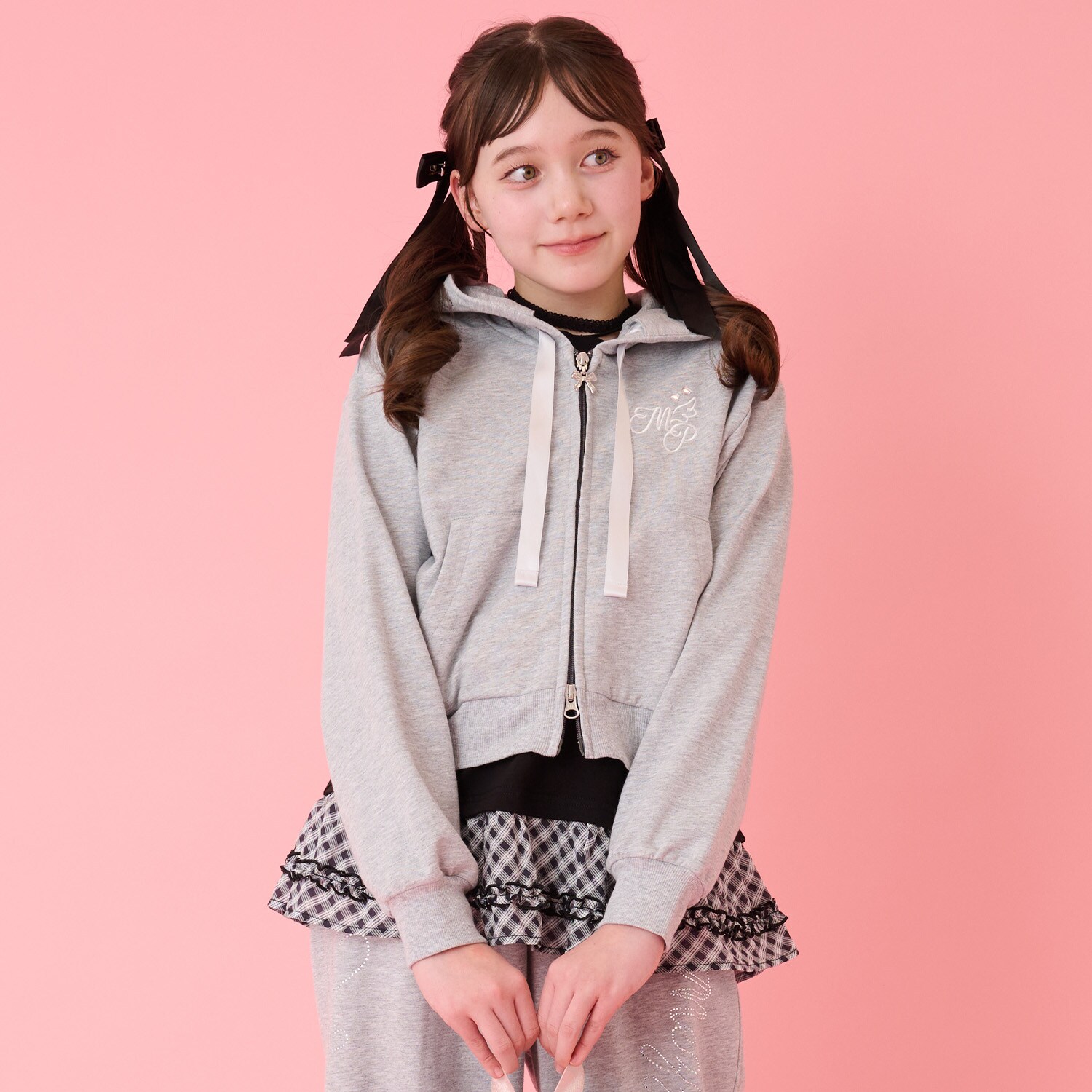 【抗菌防臭】フードきらきらジップパーカ