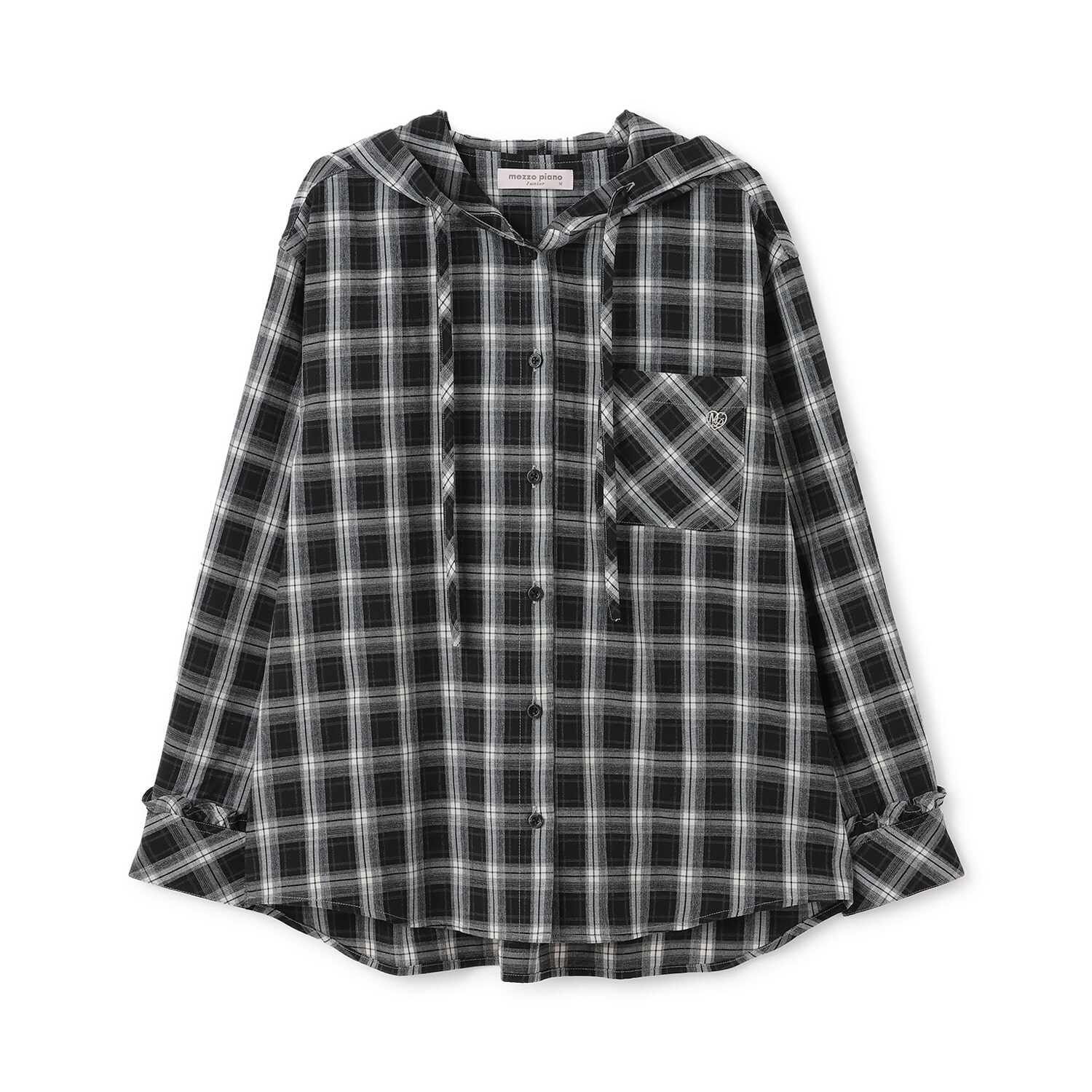 フード チェックシャツ