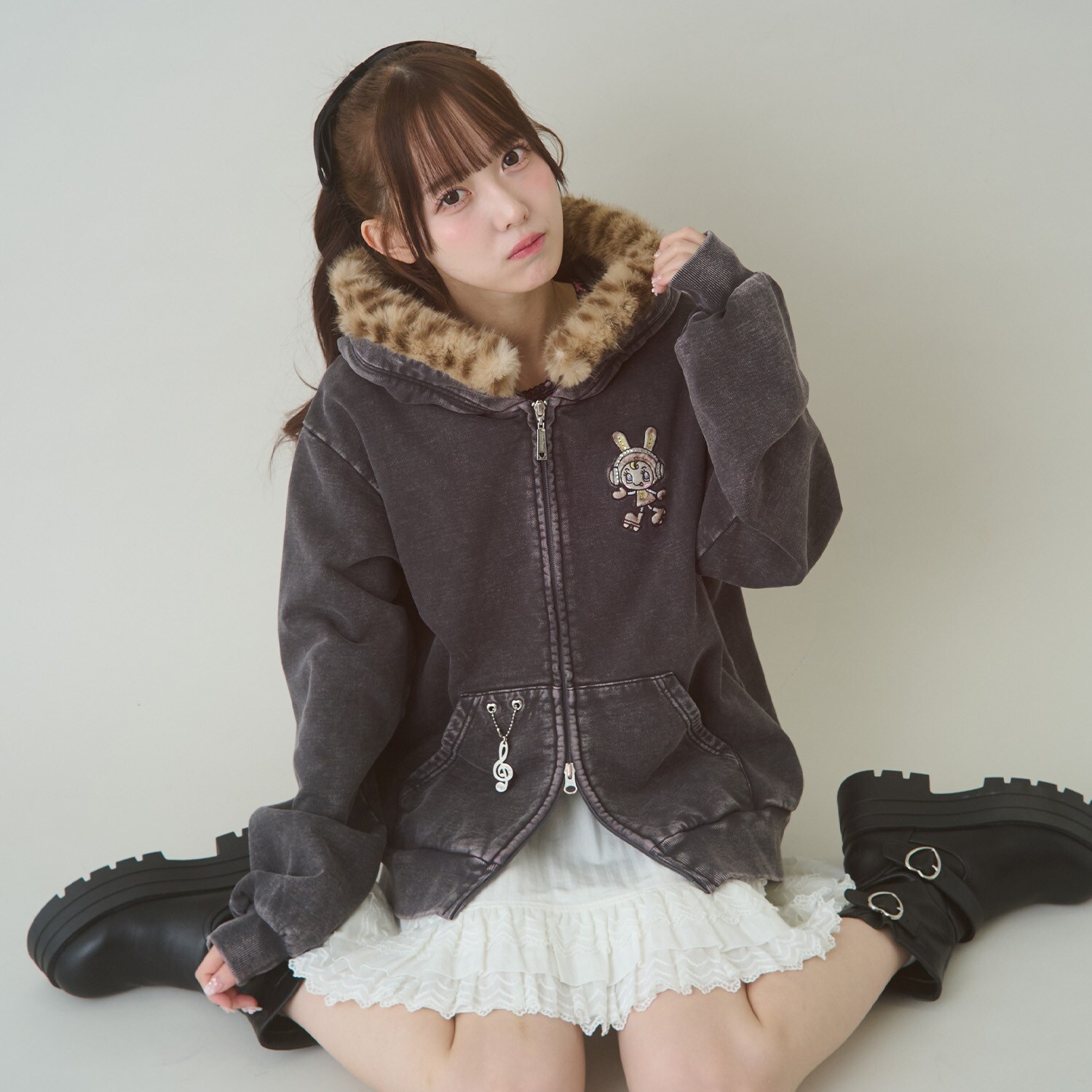 【WEB限定】復刻♪ひょう柄ベリエちゃんフェイクファーフーディジップパーカ