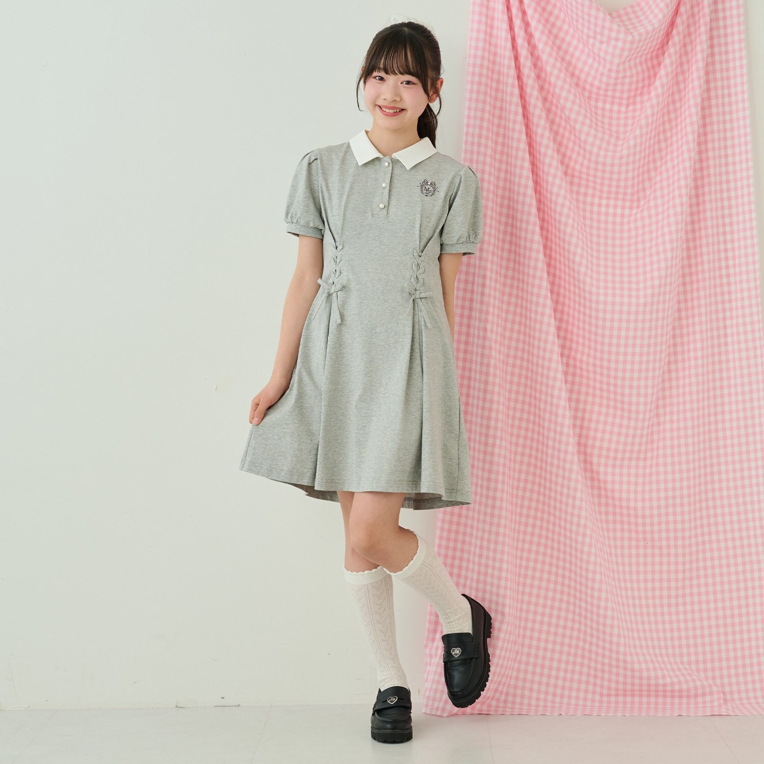 【接触冷感】ウエストレースアップワンピース