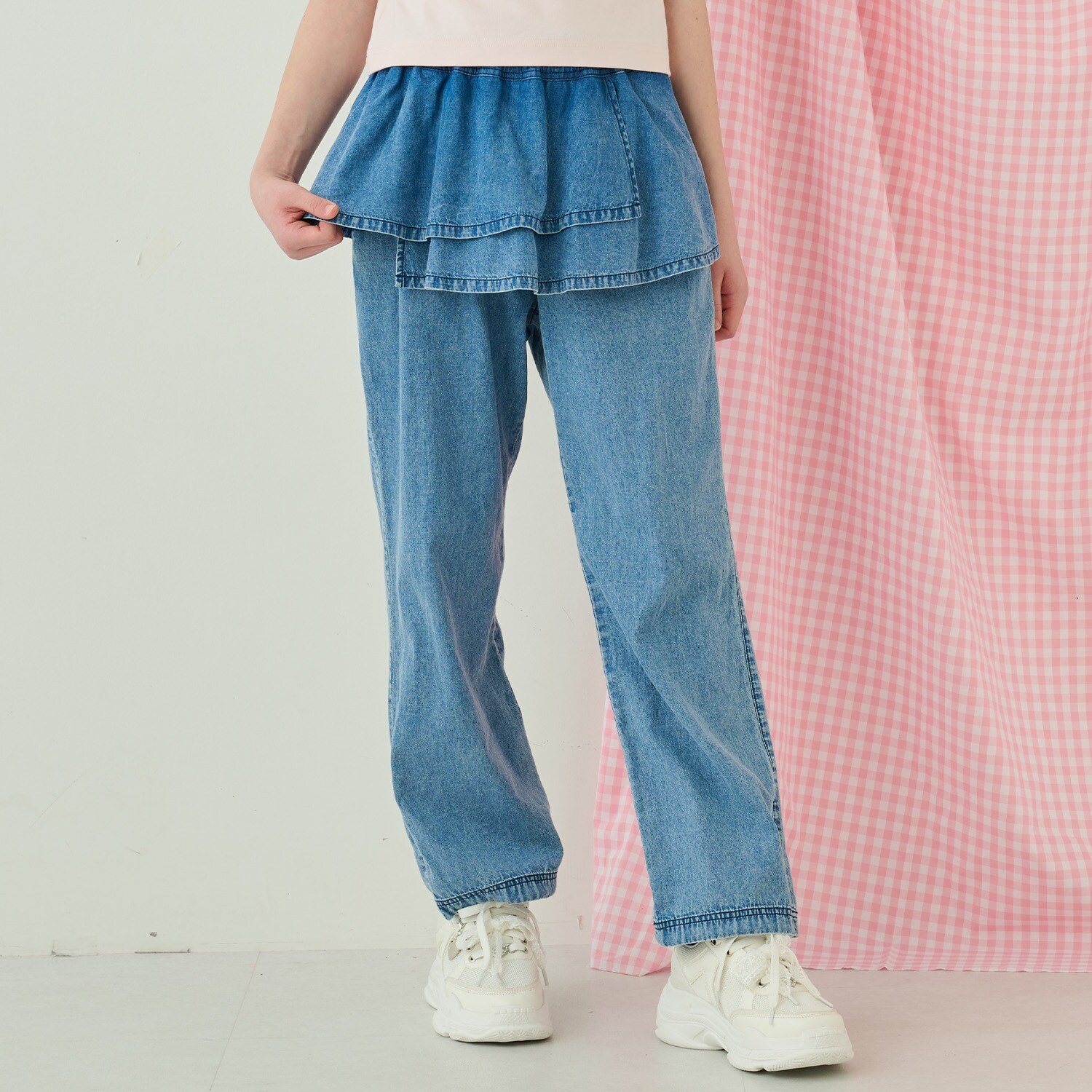 【接触冷感】ペプラムつきイージーパンツ